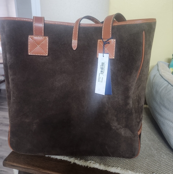 Dooney & Bourke Dark Brown Archives 1997 Suede LargeTote - Picture 2 of 5